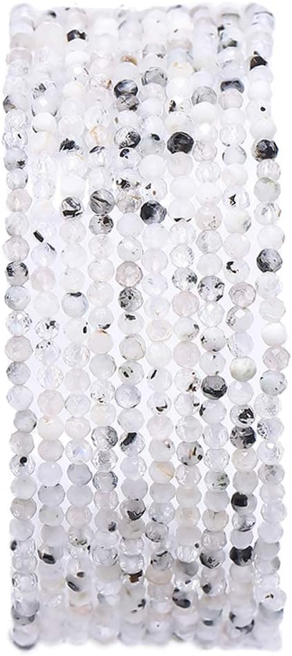 Faceted Natural White Spectrolite Stone Round Loose Semi Gemstone Beads for Jewelry Making 2-2.5mm 38cm