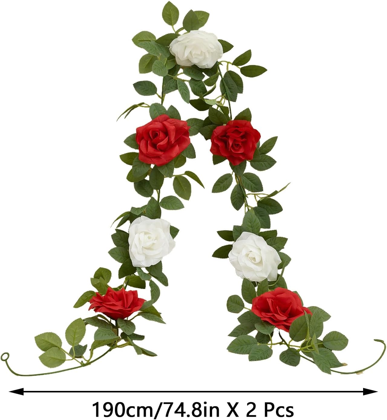 Artificial Rose Garlands Red Rose Vines Leaves Banners Hanging Floral Garland Fake Rose Flower Vine Wall Decorations