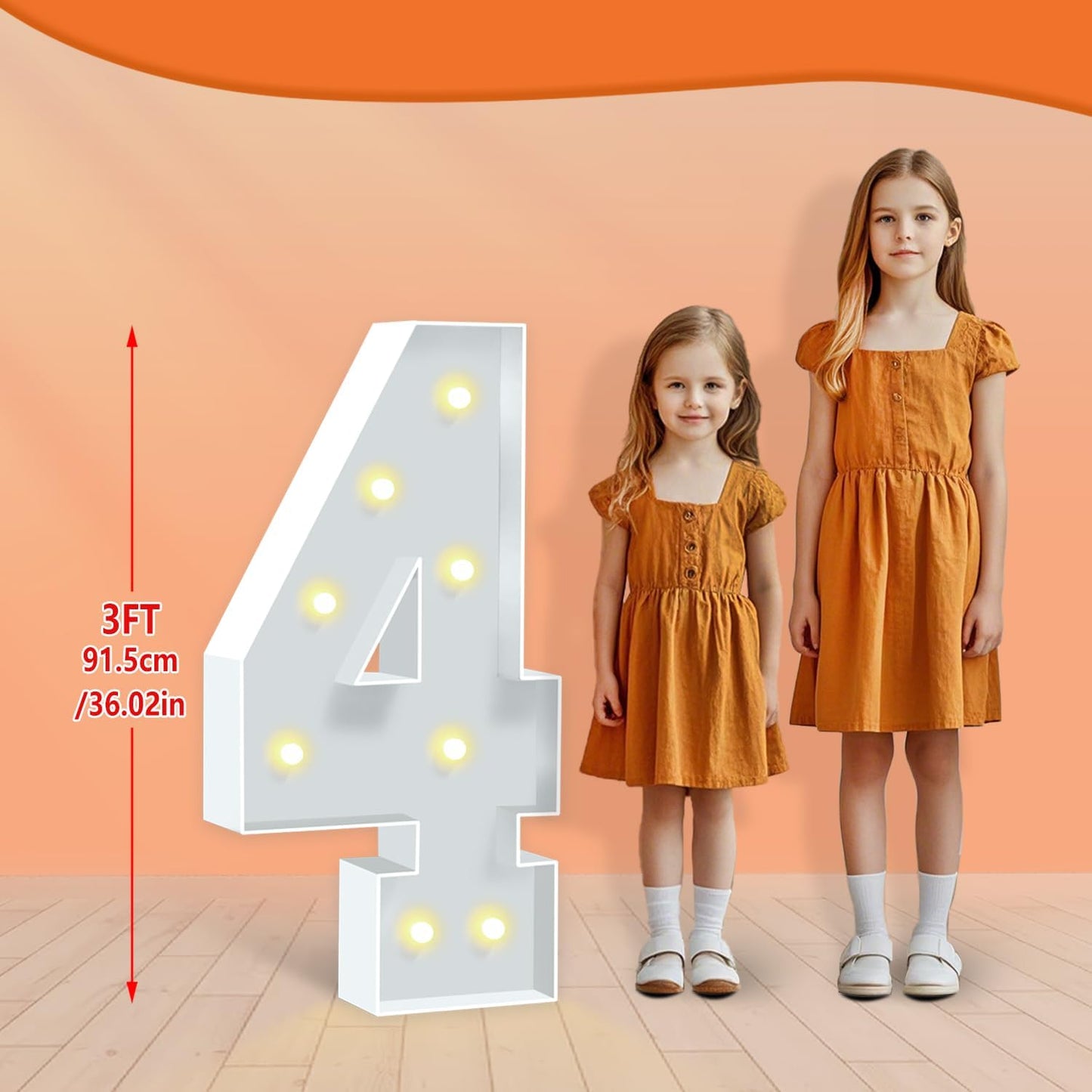 Marquee Numbers, 3 Feet Tall Light Up Numbers 4, Large Birthday Decorations Party Decor Anniversary Event Graduation Decoration for Boys Girls Teens Men Women