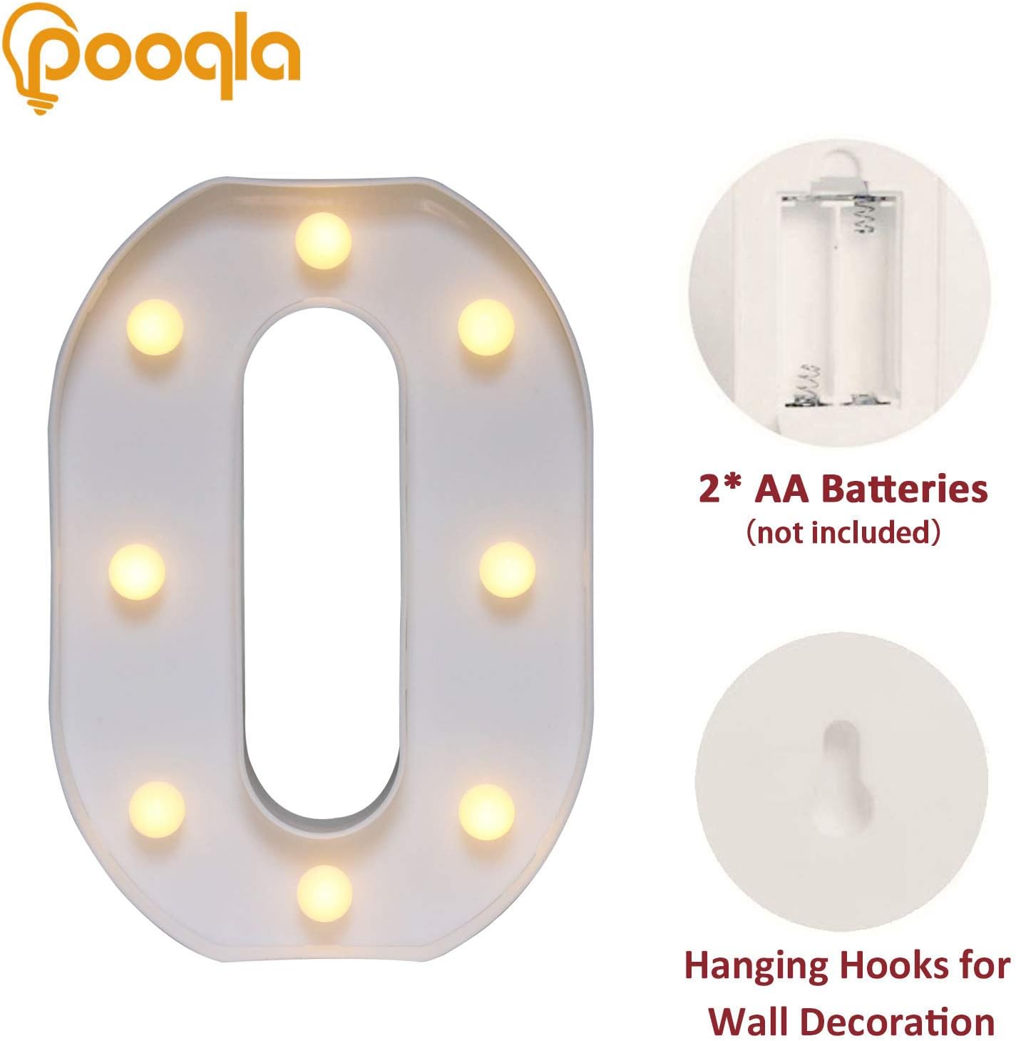 Pooqla LED Marquee Letter Lights Sign, Light Up Alphabet Letter for Home Party Wedding Decoration O
