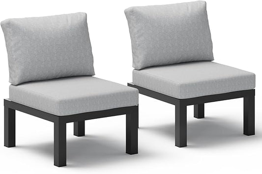 Aluminum Outdoor Patio Sofa Set, 2 Seats Modular Sectional Single Seat Sofa by Oasbira