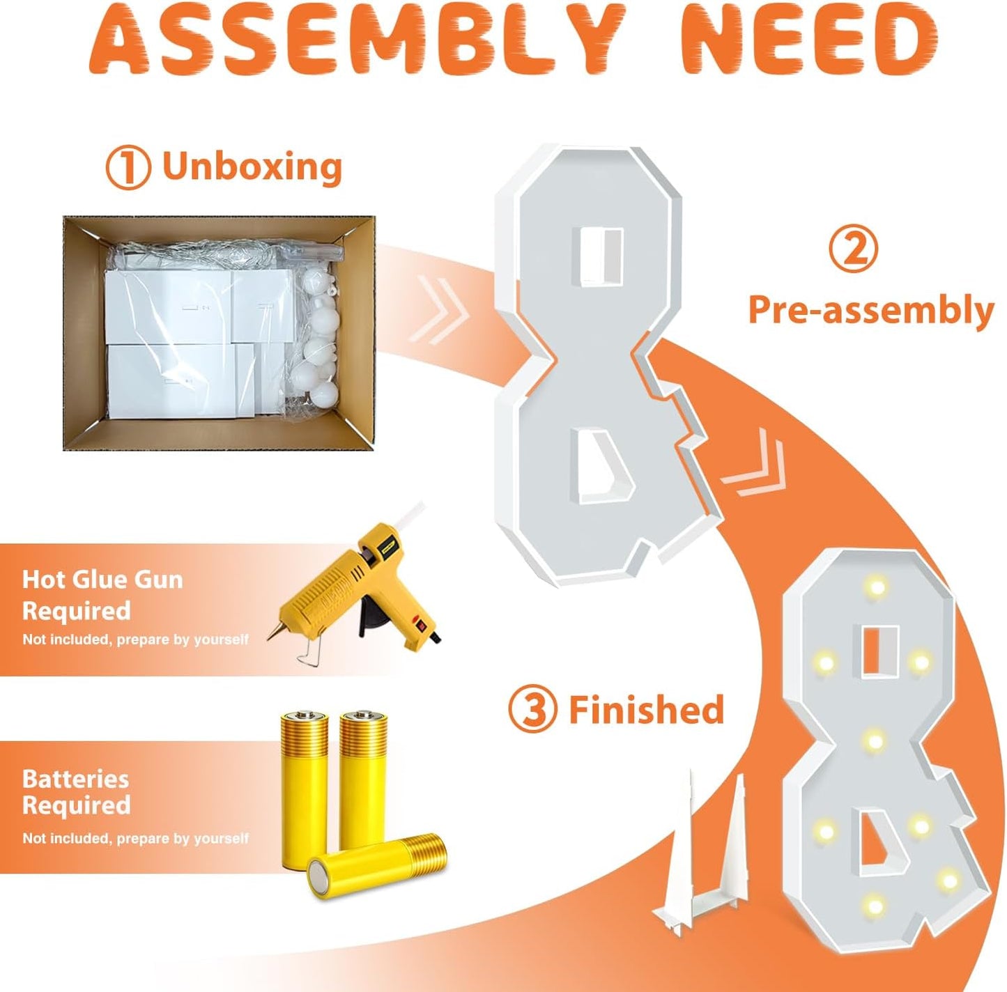 3FT Marquee Light Up Letters Sign &, Big Mosaic Balloon Frame Letter for Party, 3 Feet Tall Giant Letter Sign for Balloons Birthday Anniversary Engagement Wedding Decorations