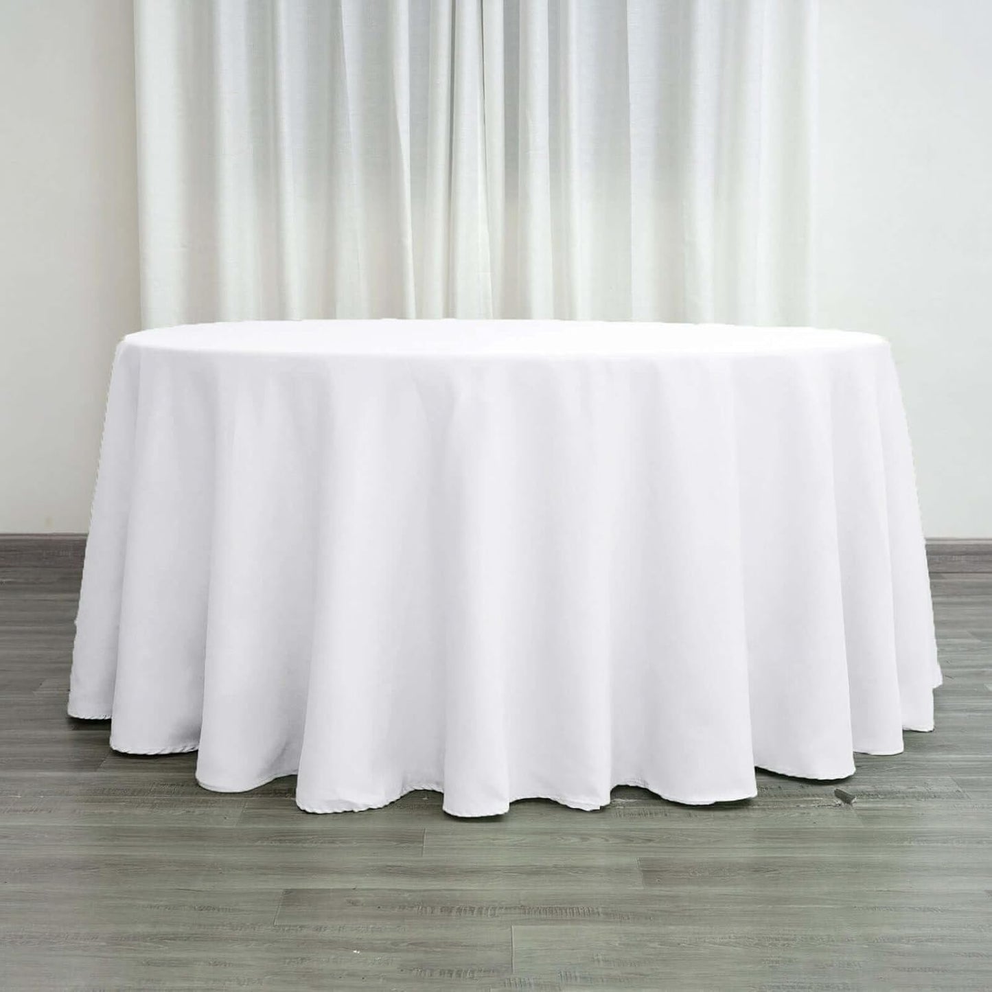 Efavormart Round Tablecloth, 120 Inch Stain & Wrinkle Resistant Washable Table Cloth, Decorative Polyester Fabric Table Cover for Banquet, Wedding, Dining - White