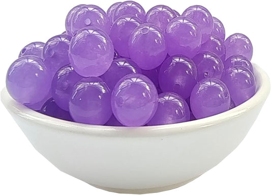 Stone Beads 10mm 60pcs Light Purple Chalcedony Beads Round Loose Gemstones Beads for Bracelet Necklace Jewelry Making (10mm, 61029 Light Purple Chalcedony)