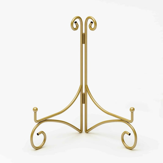Plate Display Stands with Hinged Folding Design, 8 Inch Picture Frame Stand for Tables, Decorative Easels for Plates, Photos, Cards and Books, 8’’ Gold