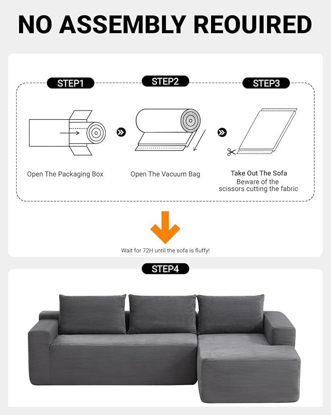97" Cloud Sectional Couch, Modern Modular Sectional Sofa - Image 4