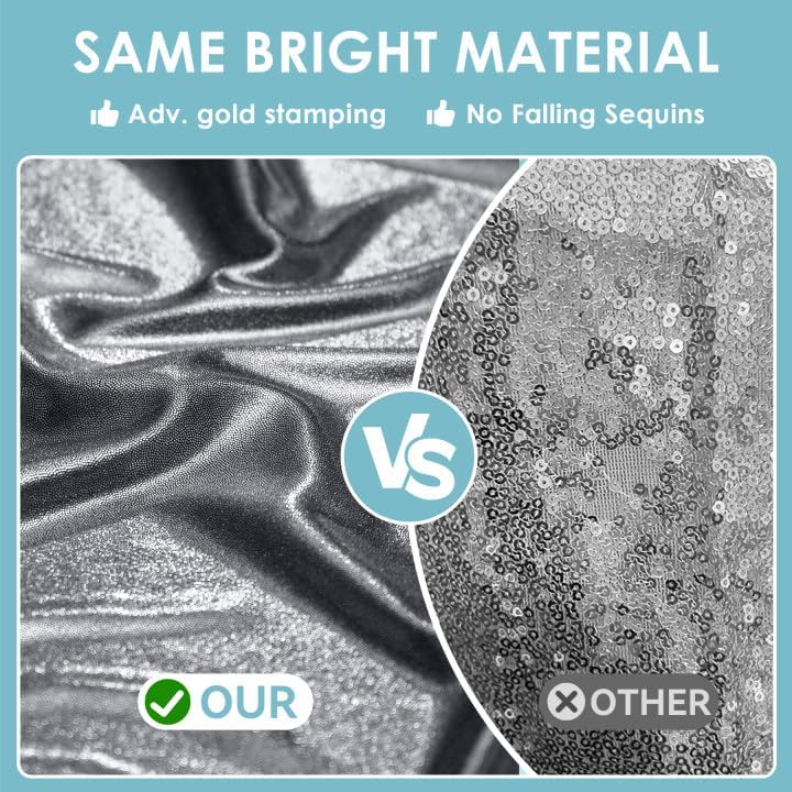 gogoparti 20x10FT Charcoal Silver Sequin Backdrop Curtain - 4 Panels of 5x10FT Wrinkle-Free Glitter Drapes for Photography, Birthdays, Weddings & Graduations