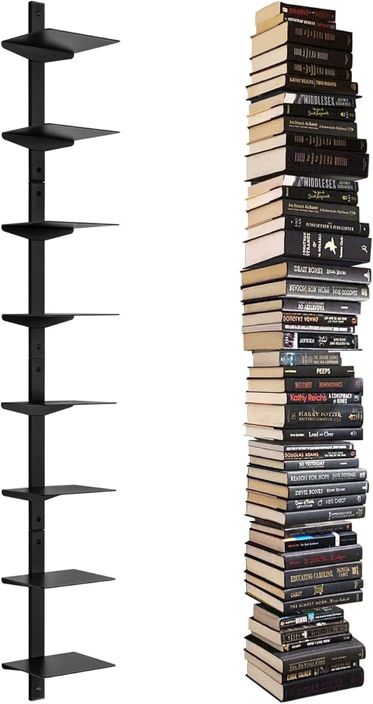 Floating Book Shelves for Wall, 8 Tier Invisible Floating Bookshelf, Vertical by ART-GIFTREE