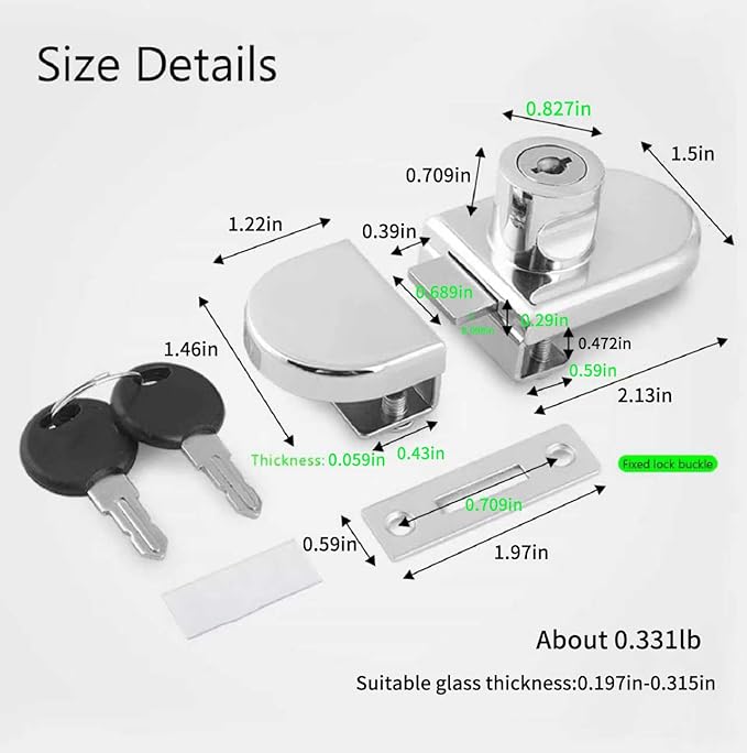 2Pcs Glass Cabinet Lock with Keys, Display Case Lock - Image 2
