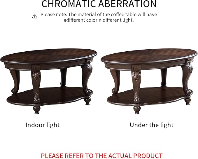 LKTART 42" Vintage Oval Coffee Table - Image 9