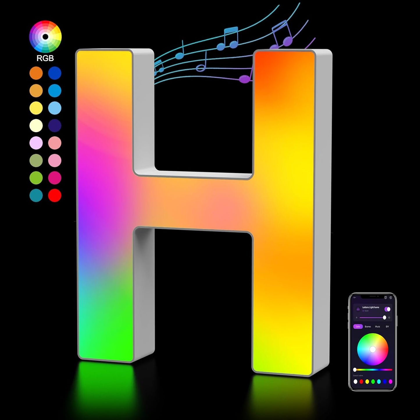 OJQ Light Up Letters LED Letter - Marquee Letters Room Decor Alphabet Letter Music Sync Color Change Colorful - Christmas Birthday Gifts for Girl - Teen Girls Gifts Party Home Wall Decor