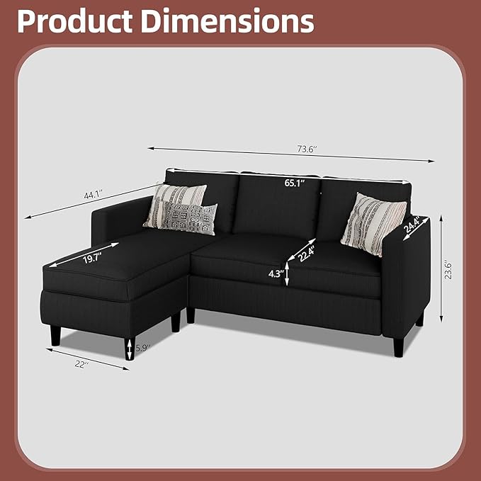 Nuturelly Modern Convertible Sectional Sofa Couch - Image 2