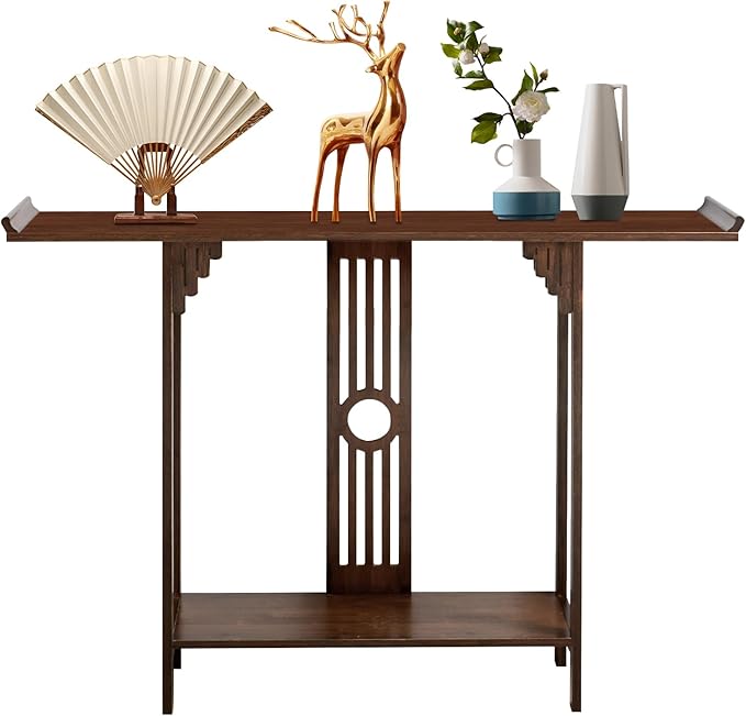 Entryway Table, 2 Tiers Freestanding Chinese Style Vintage Console Large by Unknown