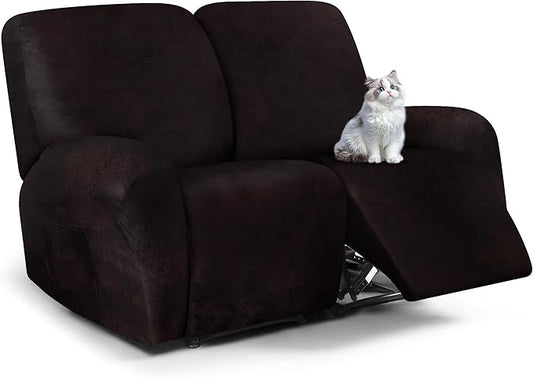 ANARACHON Leather Look Loveseat Recliner Cover, 6-Pieces Stretch Dual Recliner by ANARACHON
