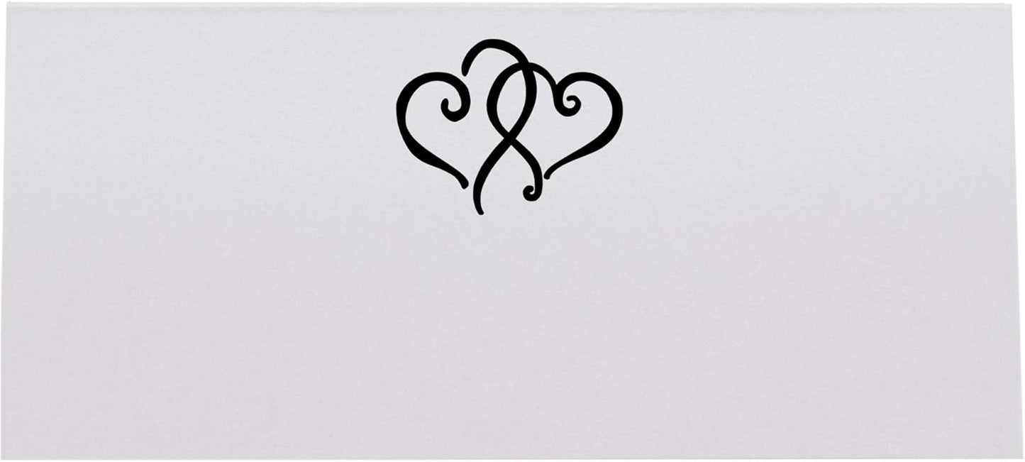 Linked Hearts Place Cards, Black (Choose Color), Set of 150, Pre-cut and Scored - Wedding, Party, Dinner, and Special Events - Made in the USA