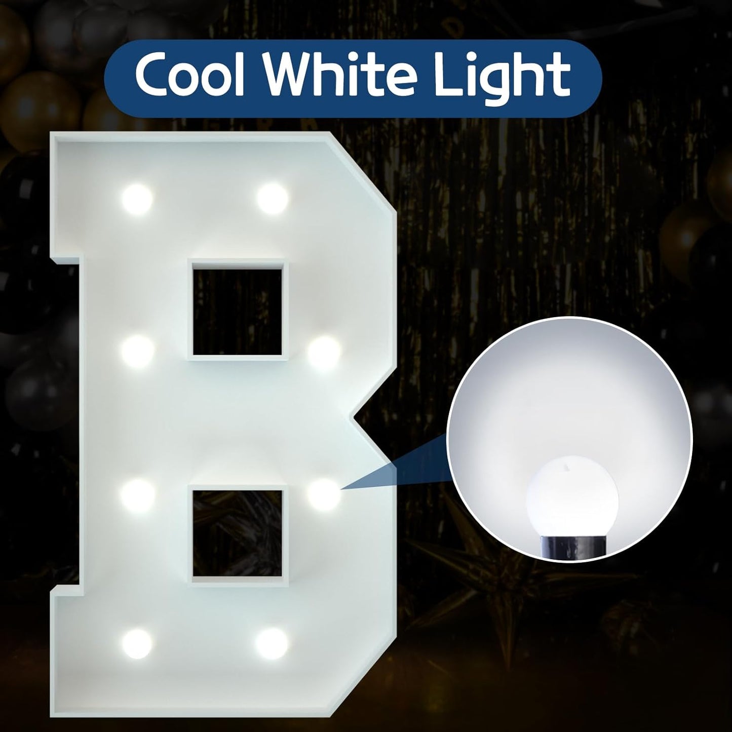 Marquee Letters 3 Feet Tall Large Light Up Letters Baby Shower Decorations Wedding Engagement Happy birthday White Party Decorations Big Cardboard Backdrop B