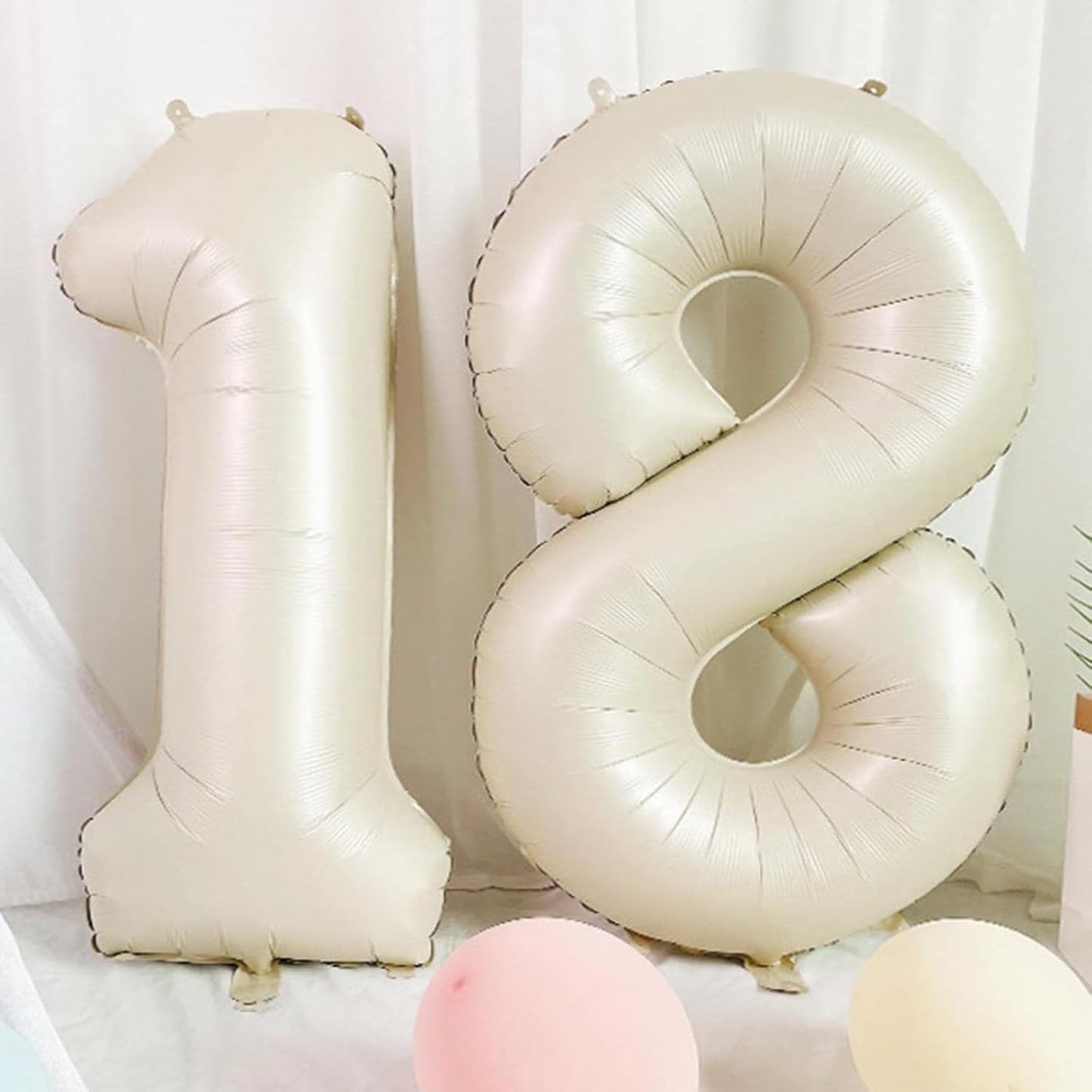40 Inch Cream White Number 8 Balloon Mylar Big Foil Helium Number 8 18 28 38 48 58 68 88 Balloon Digital Birthday Party Wedding Decorations, Boy Baby Shower Decorations (Cream No 8)