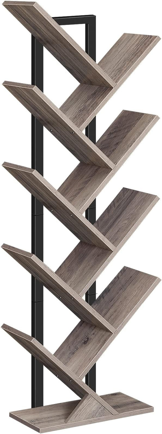 HOOBRO Tree Bookshelf, 9-Tier Bookcase Wooden Shelves, Floor Standing Storage by HOOBRO