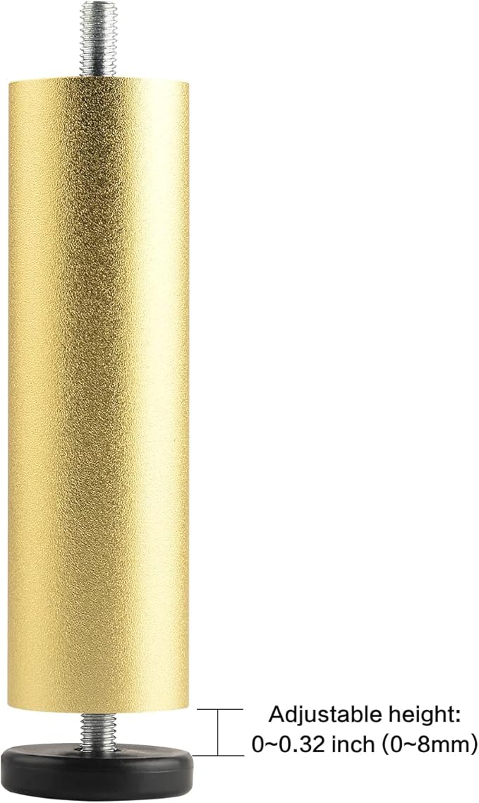 4 Pack 6 Inch Gold Metal Adjustable Furniture Risers Cylinder Legs Adjustable - Image 4