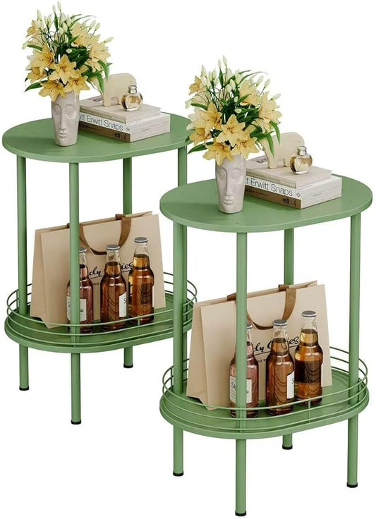 Green Side Table Set of 2, Small Modern Round Side Table by DGSANDGPuttheCustomerFirst