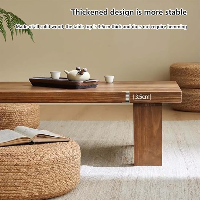 Japanese Floor Table, Low Coffee Table, Japanese Coffee Table, Solid Wood - Image 4