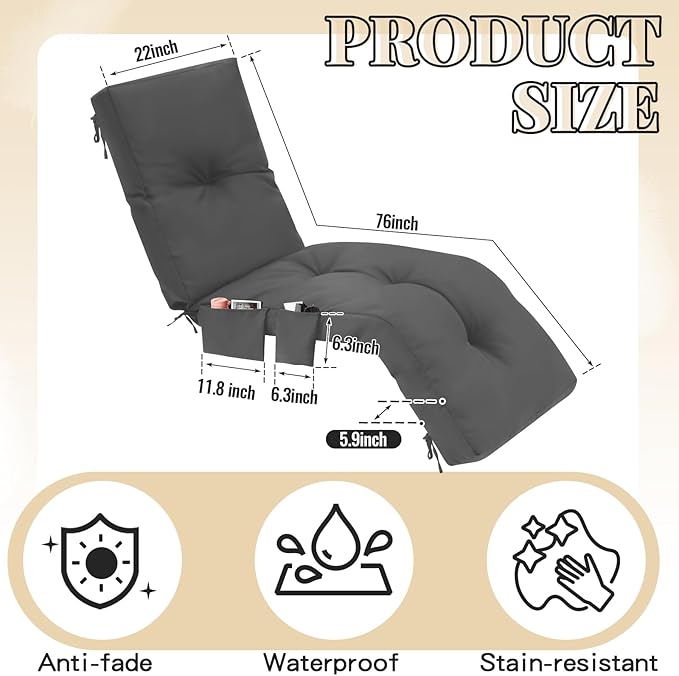 Outdoor Chaise Lounge Cushions - Image 2