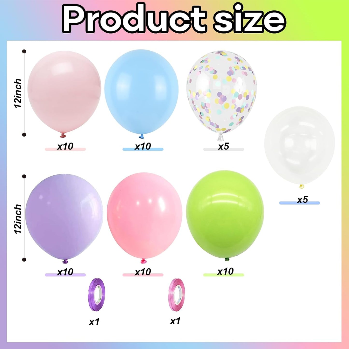 Pastel Balloons, 60PCS Macaron Pink Purple Blue Latex Balloon, Pastel Color Ice Cream Balloon for Kids Rainbow Party Baby Shower Wedding Unicorn Ice Cream Birthday Party Decorations Supplies