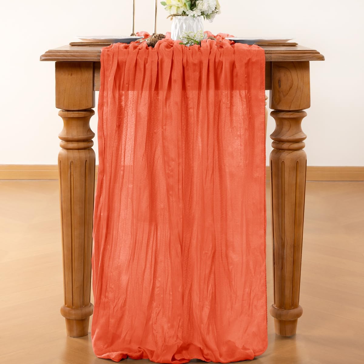 Orange Table Runner Cheesecloth Table Runner 10FT Farmhouse Table Runners 120 Inches Fall Table Decor Dining Room Centerpiece Wedding Boho Baby Shower Birthday