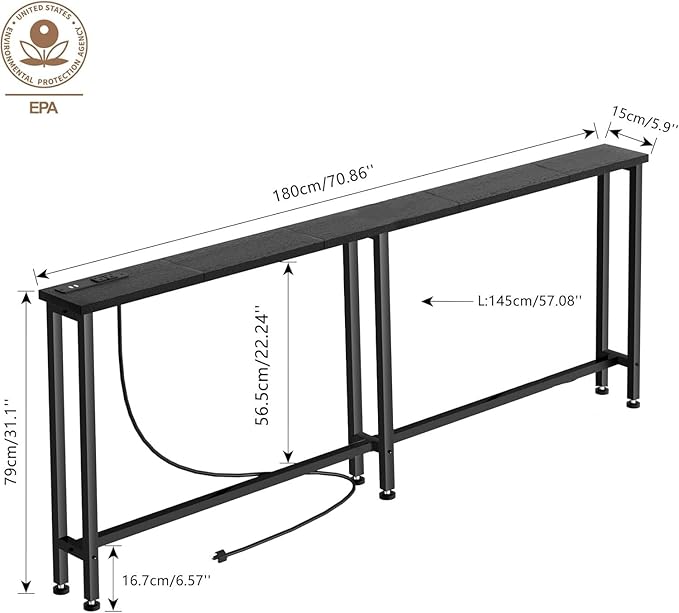 Keelian 70" Narrow Console Sofa Table - Image 3