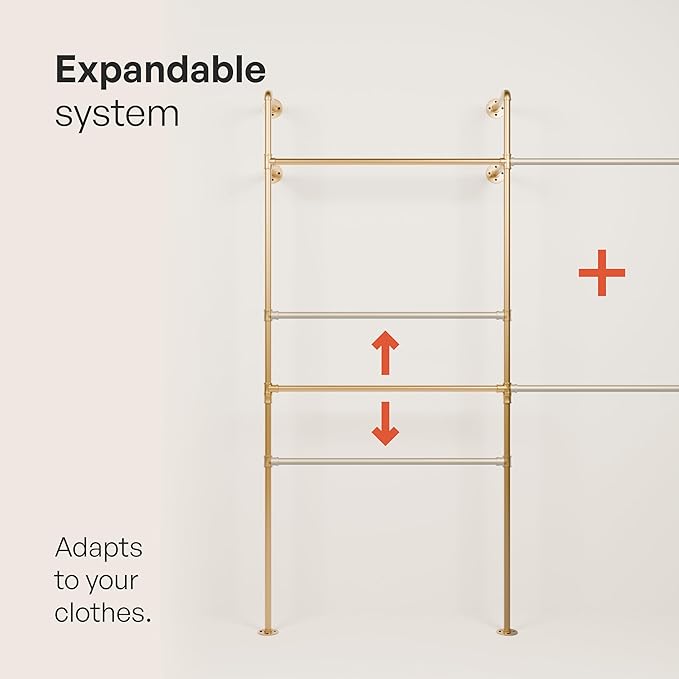 pamo Industrial Pipe Clothing Rack Gold - Image 6