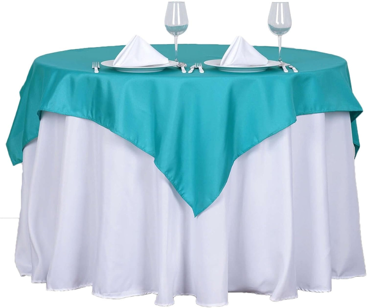 Efavormart 54x54 Turquoise Wholesale Linens Seamless Polyester Square Linen Tablecloth for Wedding Banquet Party Restaurant