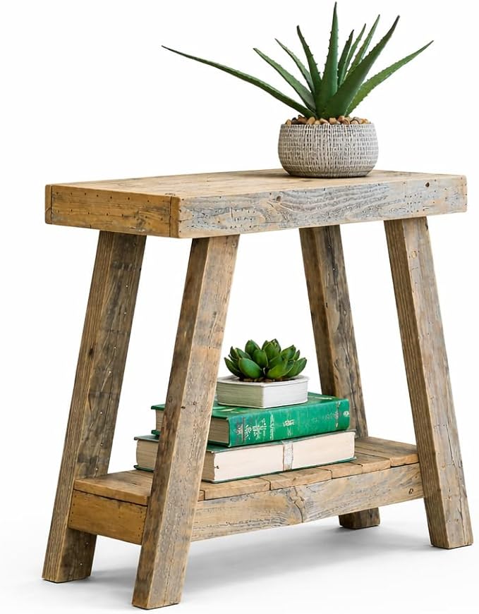 Doug and Cristy Designs Aztec A-Frame Side Table; Reclaimed Wood End Table by DougandCristyDesigns
