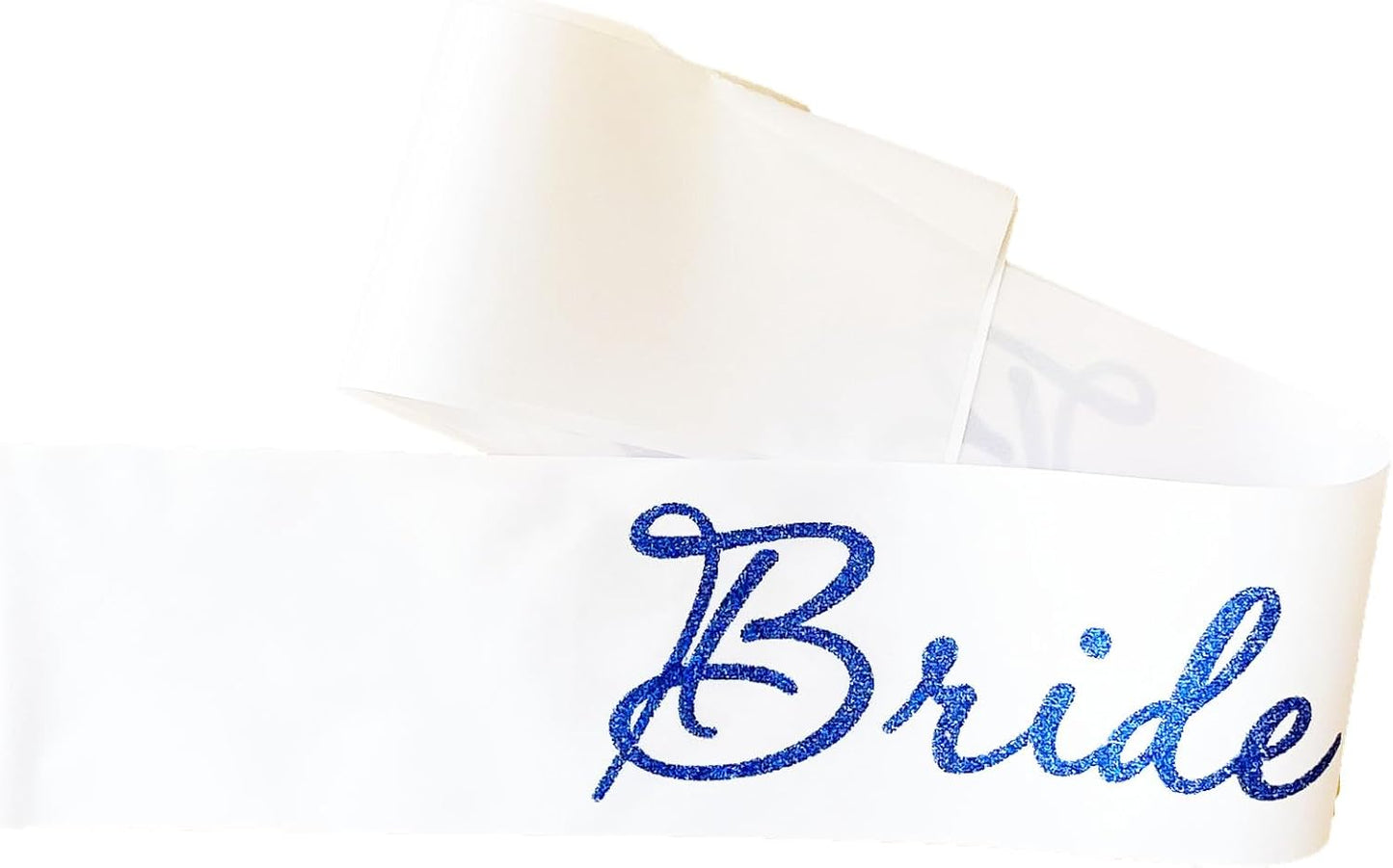 White Bride to Be Sash for Bridal Shower Bachelorette Party Wedding Hen Party Decorations Engagement Gifts Favors Miss to Mrs Sash with Glitter Letter Blue