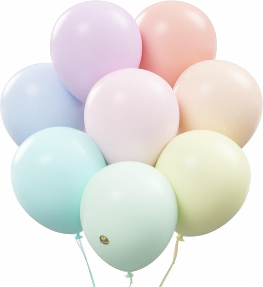 AFTERLOON® Biodegradable Balloons 50 pcs Pastel Assorted 10 Inch, Matte Color Thickened Extra Strong Latex Helium Float, for Baby Shower Gender Reveal Wedding Birthday Party Decorations Rainbow