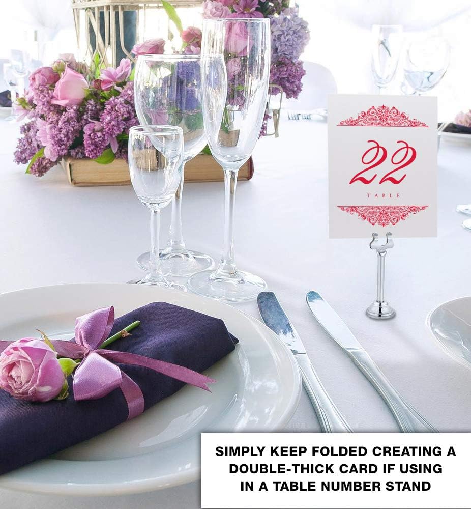 Paisley Wedding Table Numbers (Select Color/Quantity), Champagne, Ruby Red, 1-65, Double Sided, Tent or Use in a Stand, Great for Parties & Restaurants - Made in the USA