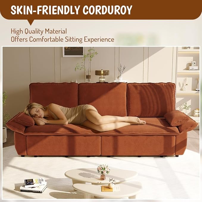 KEIKI 94.5" King Size 3-in-1 Convertible Sofa Bed, Pull-Out Sleeper Couch - Image 6