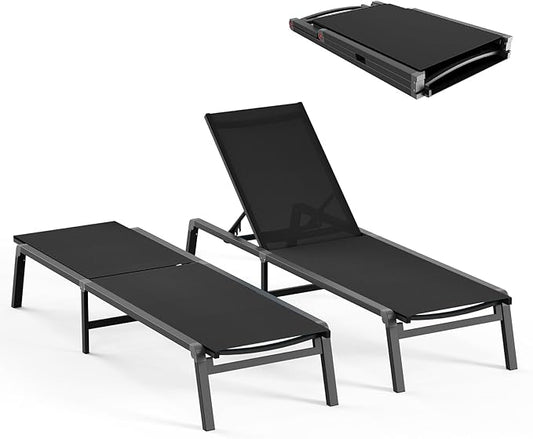 Patio Chaise Lounge Chair, Foldable Lounge Chair by CIOKEA