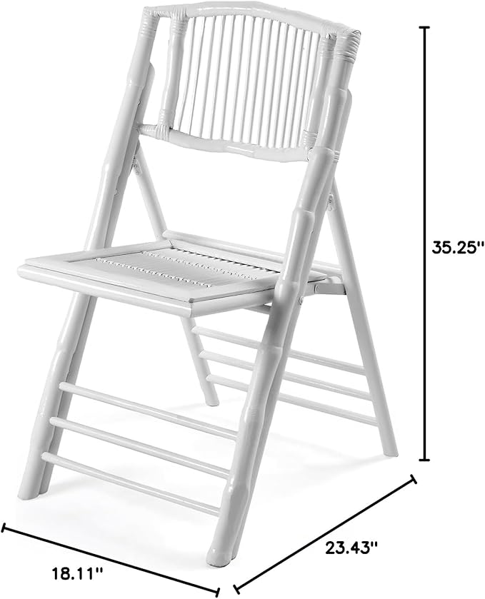 VINGLI Bamboo Folding Chair, Foldable Dining Wood Chairs Comfortable Seat - Image 3