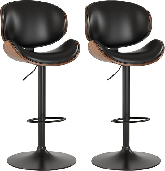 KCC Bar Stools Set of 2, Swivel Adjustable Height Barstools, PU Leather by KCC