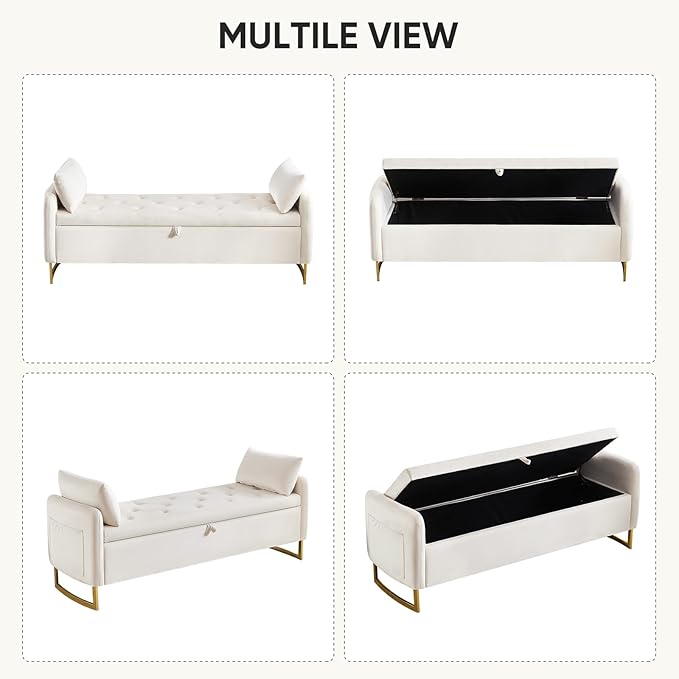 48" End of Bed Bench, Modern Storage Benches - Image 8