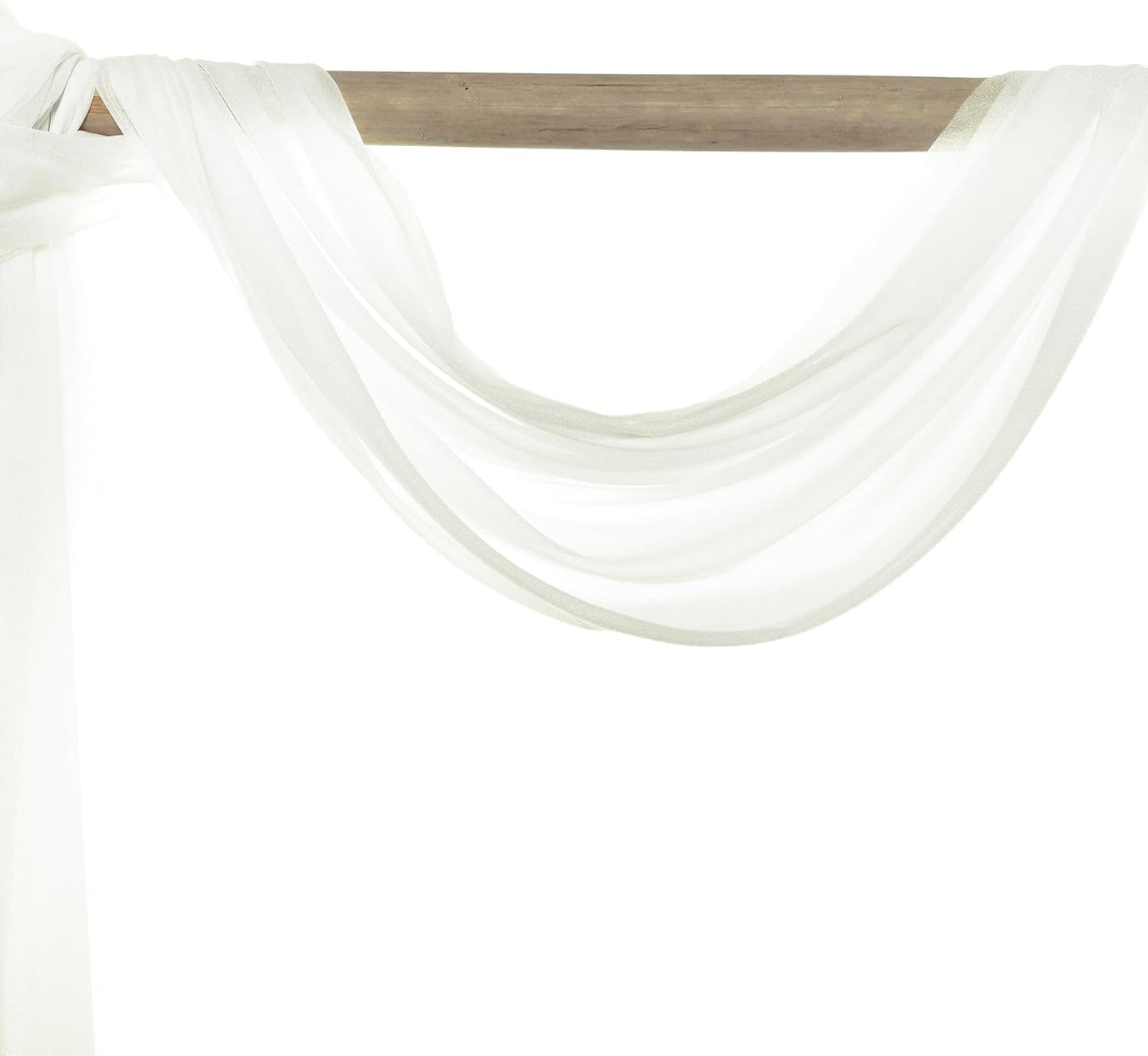 VDS Pack of 2 Panel (30 Inch X 20 Feet) Wedding Arch Draping Fabric Sheer Chiffon Fabric Drapery for Wedding Ceremony Reception Swag Backdrop Canopy Chuppah ARBO Altars Decoration (Ivory)