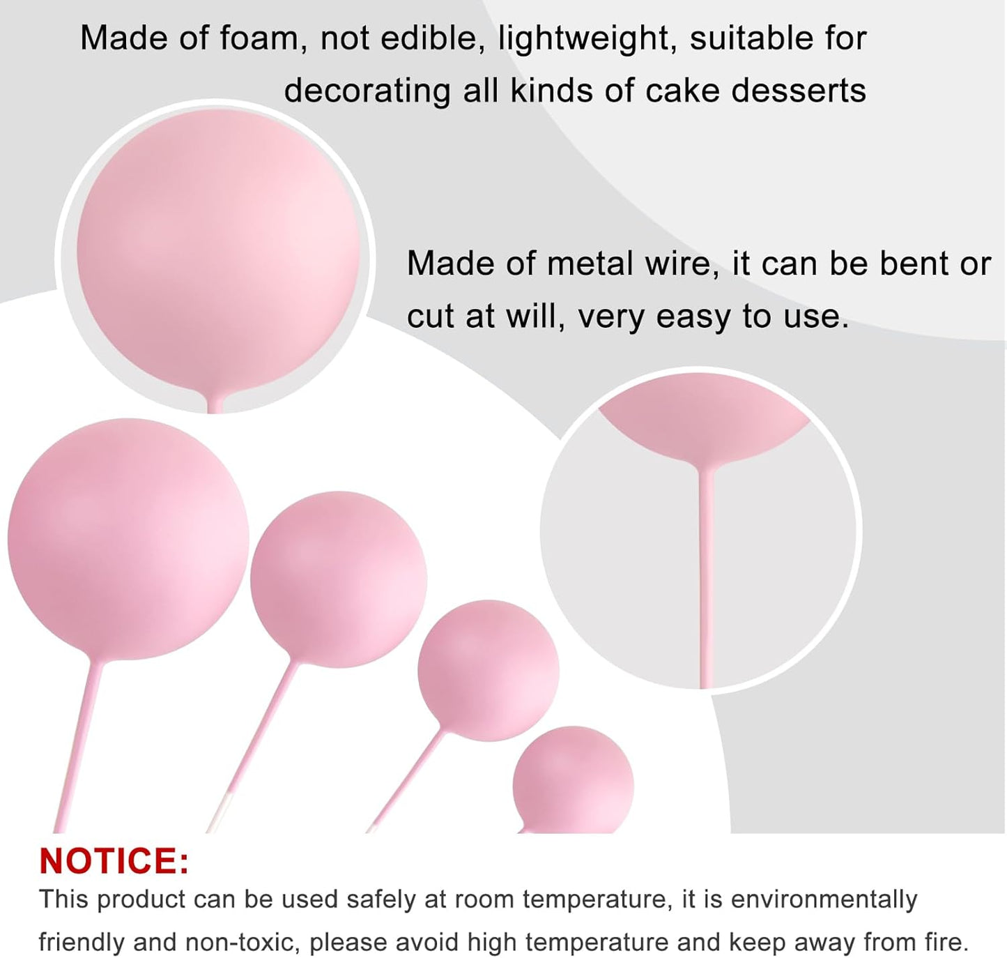 ASTARON 32 Pcs Ball Cake Topper Decorations Mini Balloons Cake Topper Sticks Foam Balls Cake Picks Cake Topper Balls Cake Decorations for Wedding Party Birthday Cake Toppers (Colorful)