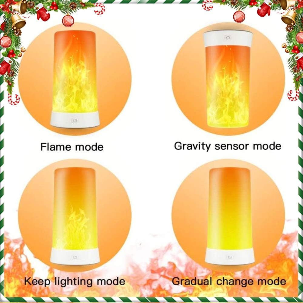 LED Flame Lights with Remote Timer, Flame Lamp 4 Modes USB Rechargeable Fire Lights Indoor Campfire Outdoor Decorative Lantern Hanging Lamps Fireplace Romantic Light for Home Party Camping Bar