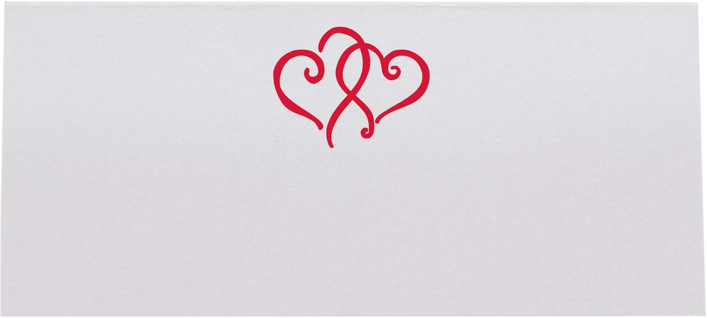 Linked Hearts Printable Place Cards, Ruby Red (Choose Color), Set of 150 (25 Sheets), Laser & Inkjet Printers - Wedding, Party, Dinner, and Special Events - Made in the USA