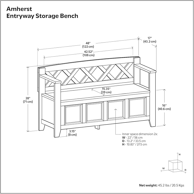 SIMPLIHOME Amherst Entryway Storage Bench - Image 13