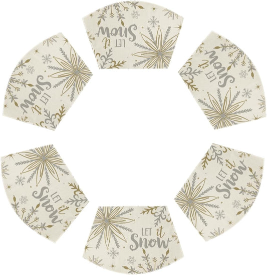 Artoid Mode Christmas Snowflakes Wedge Shape Placemats for Round Table Set of 6, Let it Snow Winter Winter Seasonal Kitchen Dining Table Decoration for Indoor Party Home