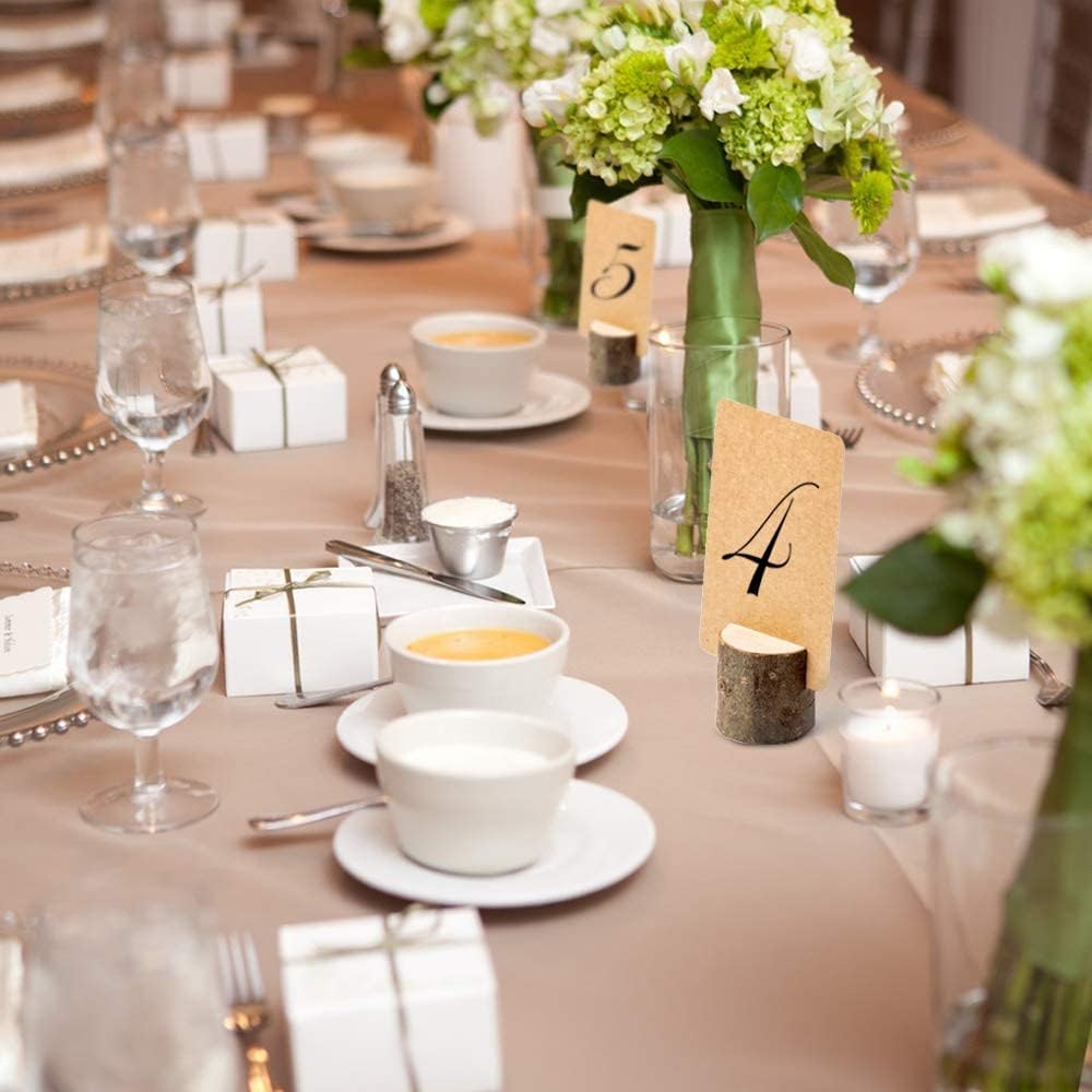 10Pcs Wood Place Card Holder Rustic Wood Table Numbers Holder with 20Pcs Kraft Table Place Cards Party Wedding Table Name Card Holder Memo Note Card