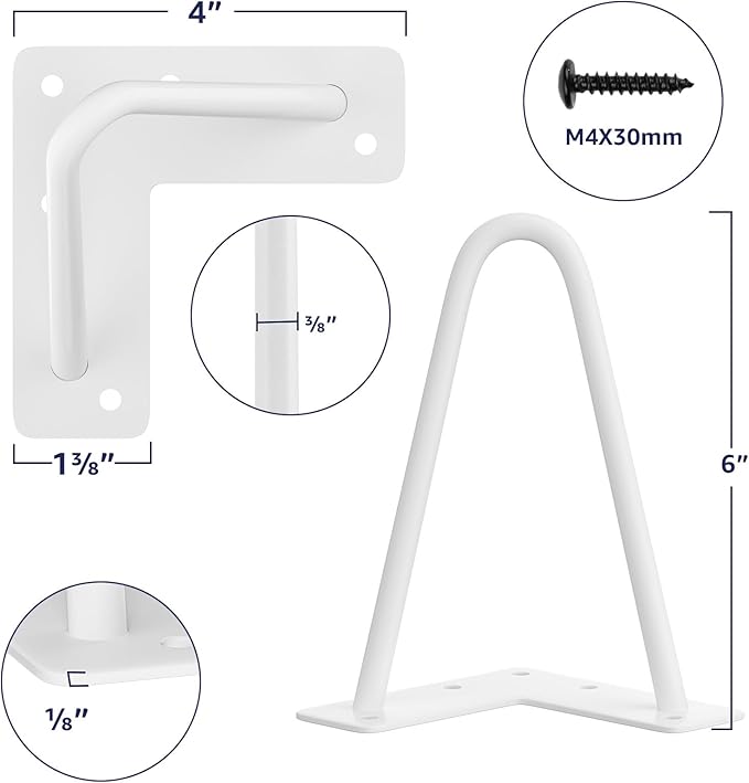 SMARTSTANDARD 6 Inch Heavy Duty Hairpin Furniture Legs, Metal Home DIY Projects - Image 2