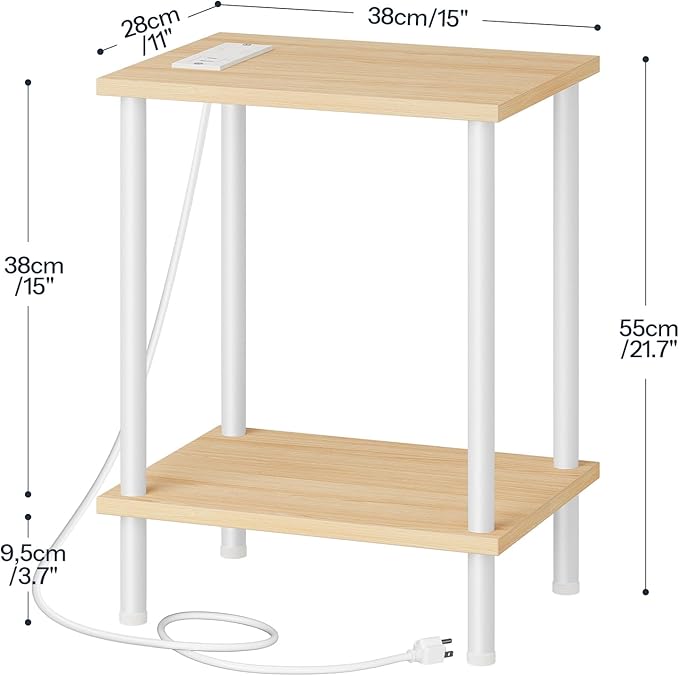 HOOBRO Side Table with Charging Station, End Table with USB Port and Outlet - Image 3