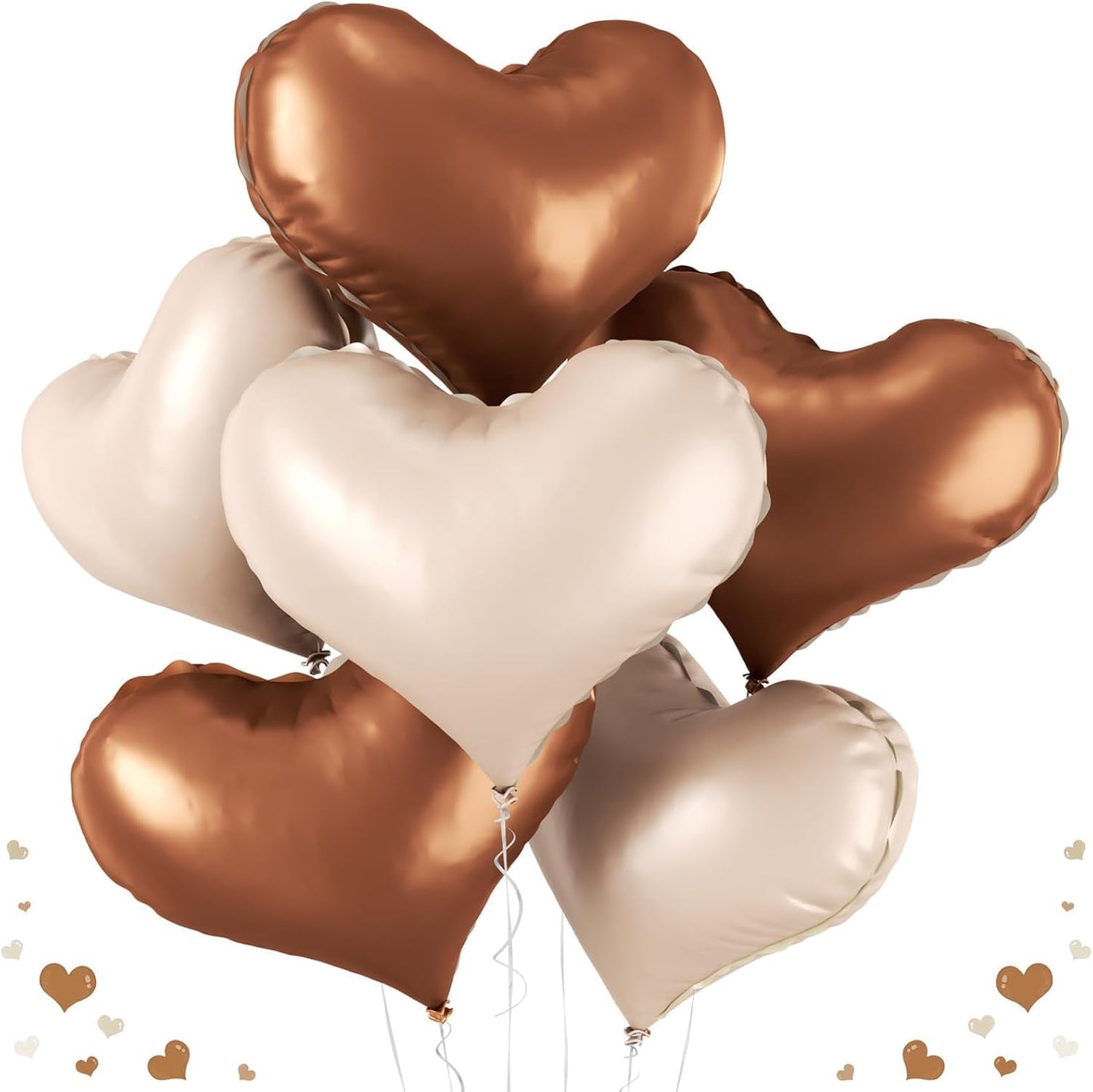 24 Inch Beige Brown Heart Balloons, Coffee Apricot Heart Shaped Foil Balloons, Boho Helium Balloon for Valentines Day Bridal Shower Wedding Nude Neutral Boho Birthday Party Supplies